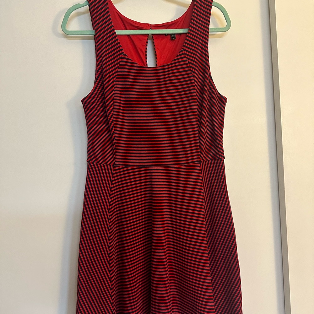 Red and Navy Striped Sleeveless Dress Express